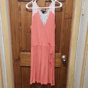 Rock & Roll Cowgirl Coral Dress with White Lace